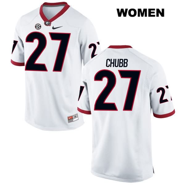 Georgia Bulldogs Women's Nick Chubb #27 NCAA Authentic White Nike Stitched College Football Jersey GXW6056ND